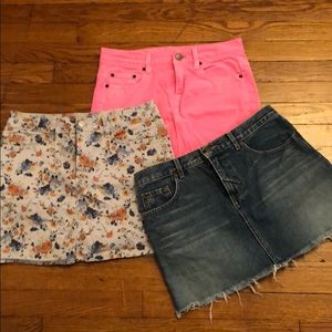 Lot/3 of denim mini skirts